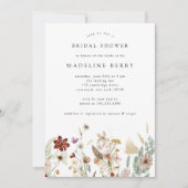 Boho Wildflower Bridal Shower Invitation Kaart (Voorkant)