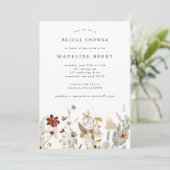 Boho Wildflower Bridal Shower Invitation Kaart (Staand voorkant)