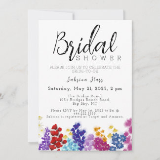 Boho Wildflower Bridal Shower Invitation Kaart