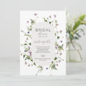 Boho Wildflower Bridal Shower Invitation Kaart (Staand voorkant)