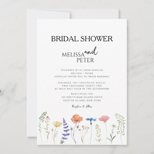 Boho Wildflower Bridal Shower Invitation Kaart (Voorkant)