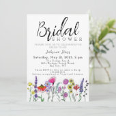 Boho Wildflower Bridal Shower Invitation Kaart (Staand voorkant)