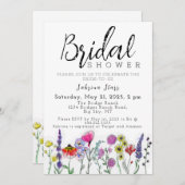Boho Wildflower Bridal Shower Invitation Kaart (Voorkant / Achterkant)