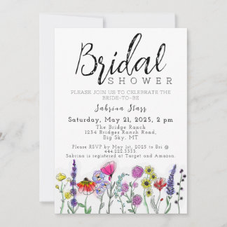 Boho Wildflower Bridal Shower Invitation Kaart