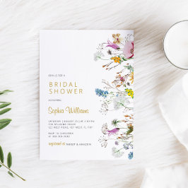 Boho Wildflower Bridal Shower Invitation Kaart