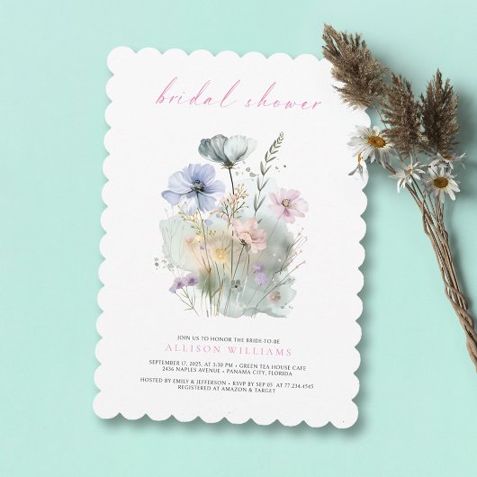 Boho Wildflower Bridal Shower Invitation Kaart