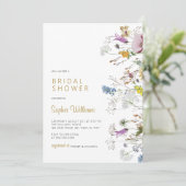 Boho Wildflower Bridal Shower Invitation Kaart (Staand voorkant)