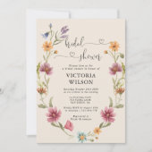 Boho Wildflower Bridal Shower Invitation Kaart (Voorkant)