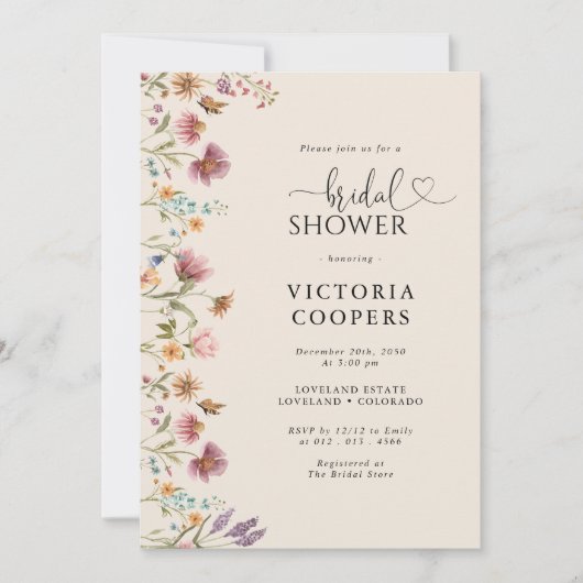 Boho Wildflower Bridal Shower Invitation Save The Date (Voorkant)