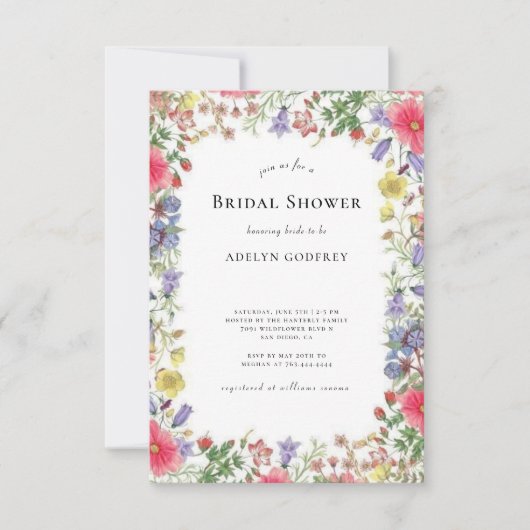 Boho Wildflower Bridal Shower  Kaart (Voorkant)