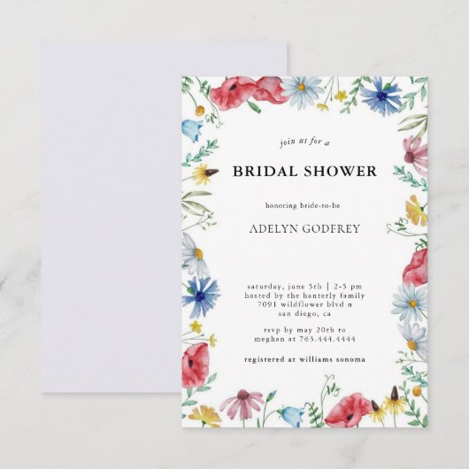 Boho Wildflower Bridal Shower  Kaart (Voorkant / Achterkant)