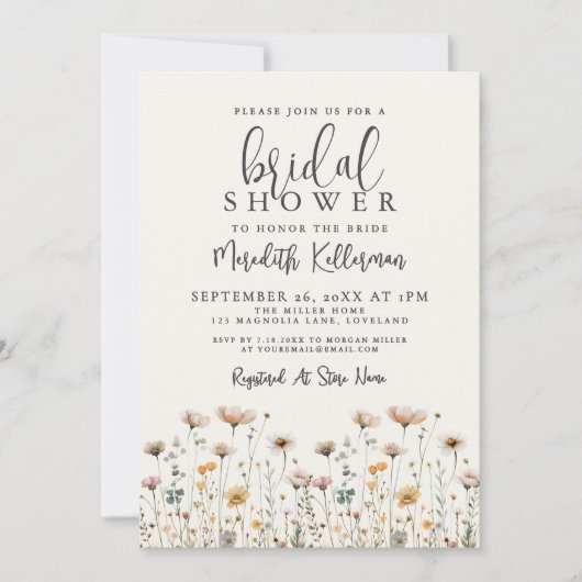 Boho Wildflower Bridal Shower Kaart (Voorkant)