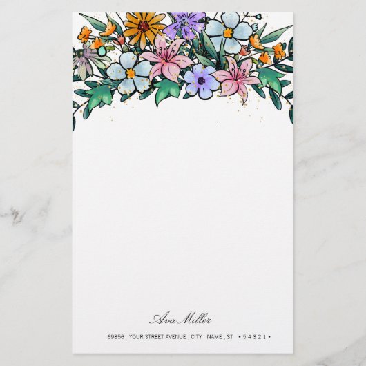 Boho Wildflower | Briefpapier papier van Floral (Voorkant)