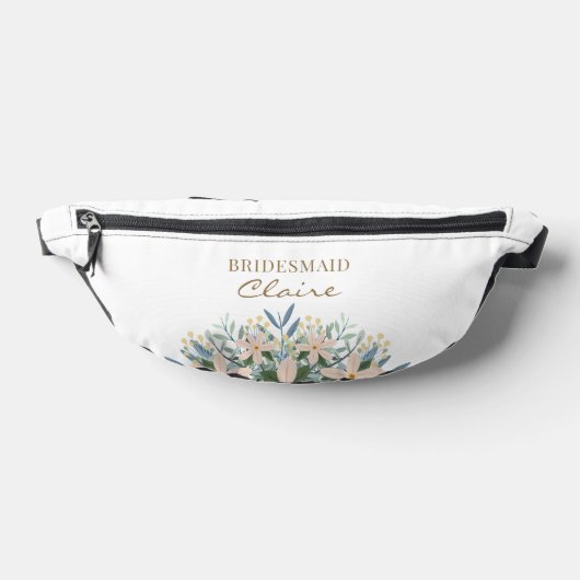 Boho Wildflower Bruidsmeisje Naam Gepersonaliseerd Heuptasje (Liggend)