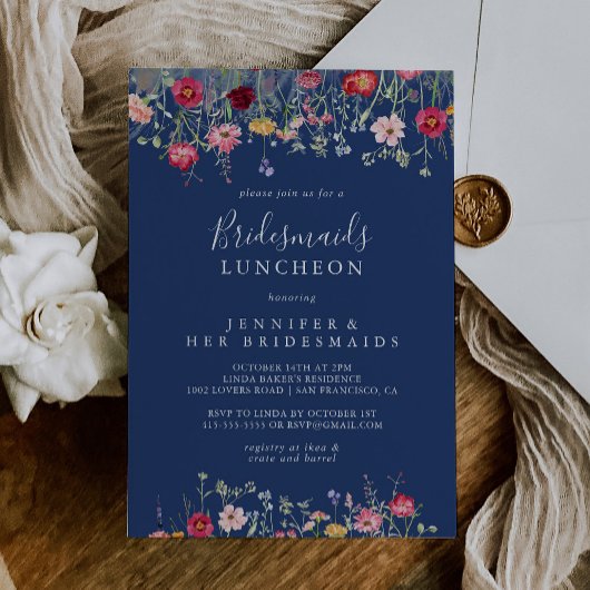 Boho Wildflower Bruidsmeisjes Luncheon Douche Kaart