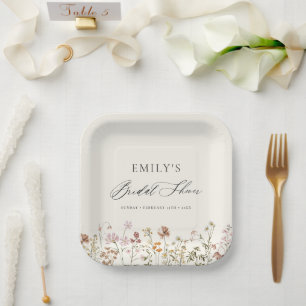 Boho Wildflower Bruidsshower Tuin Script Papieren Bordje