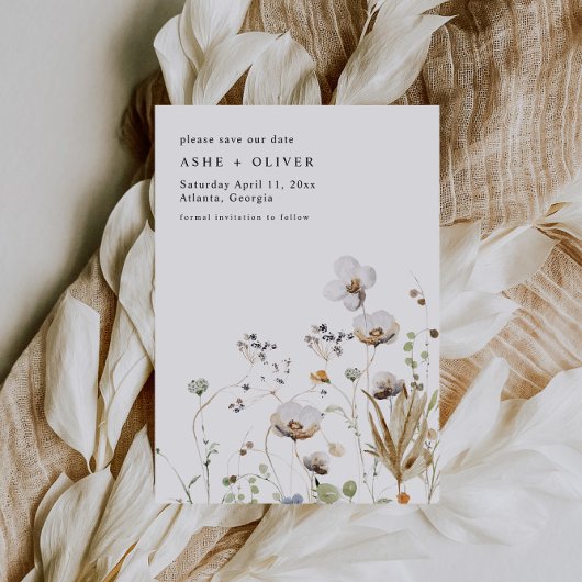 Boho Wildflower Bruiloft Bewaar de datum Kaart