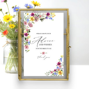 Boho Wildflower Bruiloft Borrel Advieskaart Bord Poster