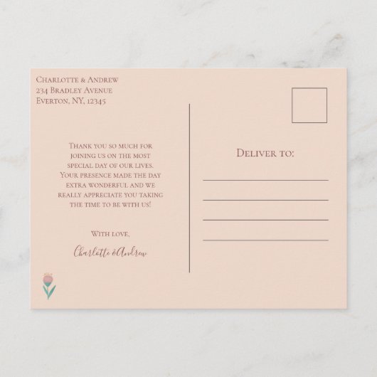 Boho Wildflower bruiloft dank u Briefkaart (Achterkant)