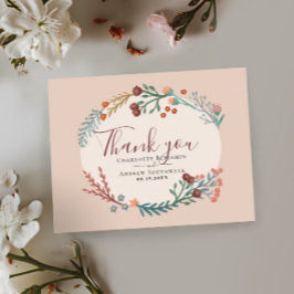 Boho Wildflower bruiloft dank u Briefkaart