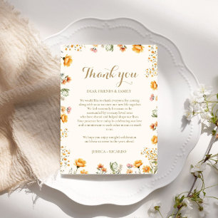 Boho Wildflower bruiloft goktafel dank u kaart