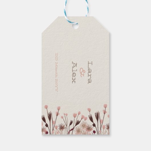 Boho Wildflower bruiloft gunst labels Cadeaulabel (Achterkant)