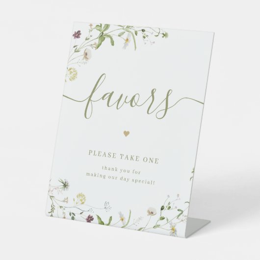 Boho Wildflower bruiloft gunsten neem er een Reclamebord Met Voetstuk (Voorkant)