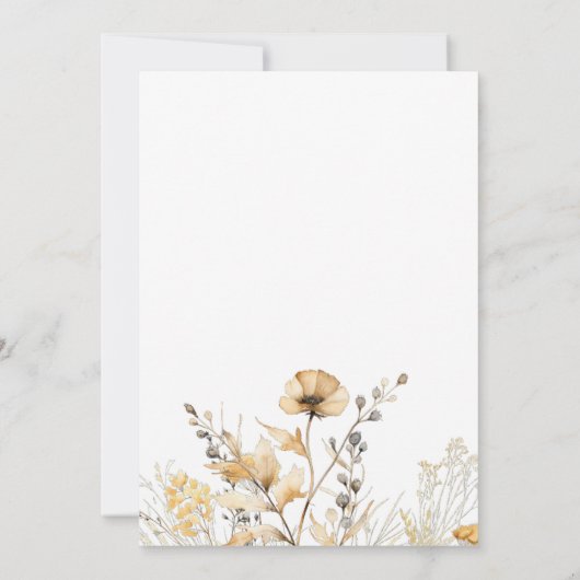 Boho Wildflower bruiloft | Ivoor Save The Date (Achterkant)