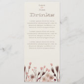 Boho Wildflower Bruiloft Menu (Achterkant)