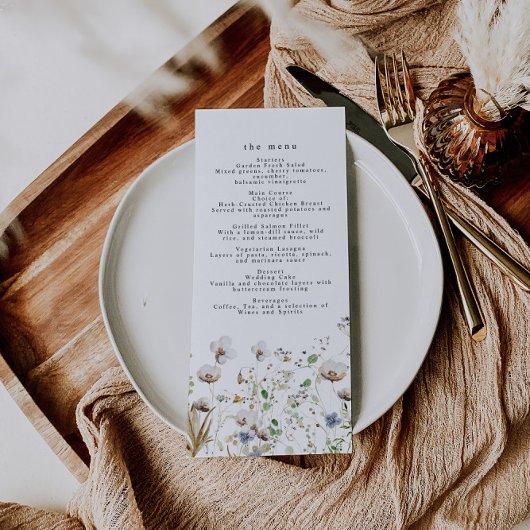 Boho Wildflower Bruiloft Menu