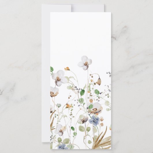 Boho Wildflower Bruiloft Menu (Achterkant)