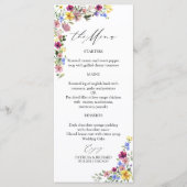 Boho Wildflower Bruiloft Menu Kaarten (Voorkant)