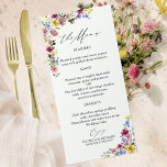 Boho Wildflower Bruiloft Menu Kaarten<br><div class="desc">Leg de essentie van chique,  op boho geïnspireerde vormgeving vast met boeiende moody-aardetinten en prachtige bloemenelementen. Pas het moeiteloos aan met uw persoonlijke gegevens.</div>