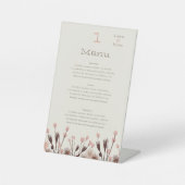 Boho Wildflower Bruiloft Menu Reclamebord Met Voetstuk (Voorkant)