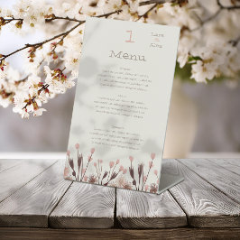 Boho Wildflower Bruiloft Menu Reclamebord Met Voetstuk