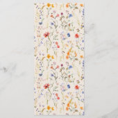 Boho wildflower Bruiloft Menukaart (Achterkant)