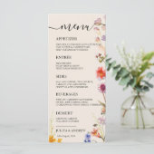 Boho wildflower Bruiloft Menukaart (Staand voorkant)
