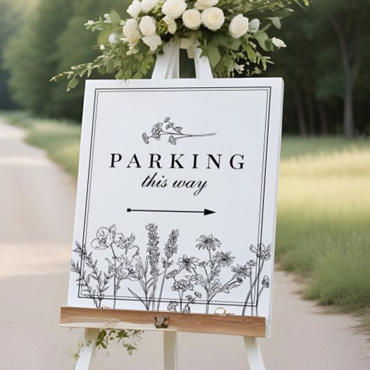 Boho Wildflower Bruiloft Parkeren Richting Teken Poster