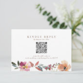 Boho Wildflower Bruiloft QR Code RSVP-kaart RSVP Kaartje (Staand voorkant)