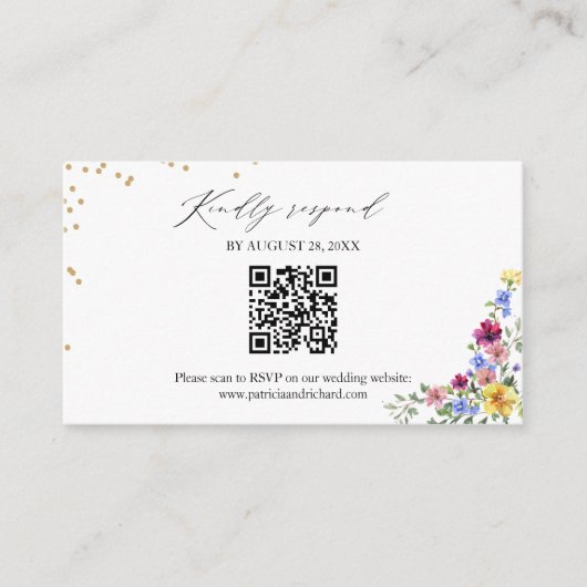 Boho Wildflower bruiloft QR Online RSVP-kaart Informatiekaartje (Voorkant)
