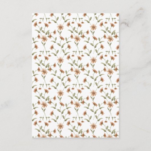 Boho Wildflower Bruiloft Receptie Behuizing Kaart (Achterkant)