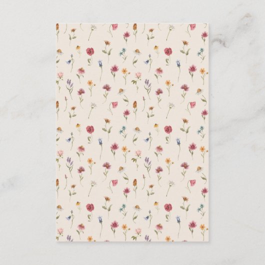 Boho Wildflower Bruiloft Receptie Behuizing Kaart (Achterkant)