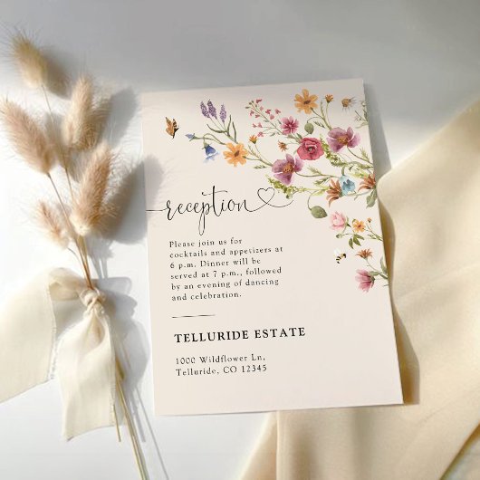 Boho Wildflower Bruiloft Receptie Behuizing Kaart
