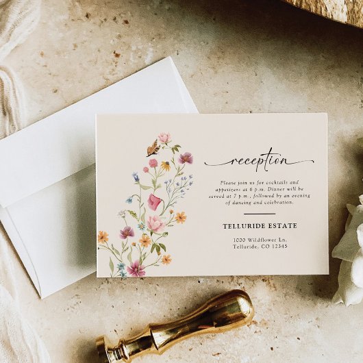 Boho Wildflower Bruiloft Receptie Behuizing Kaart