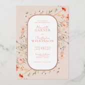 Boho Wildflower Bruiloft Roos Goud Folie Uitnodiging (Voorkant)