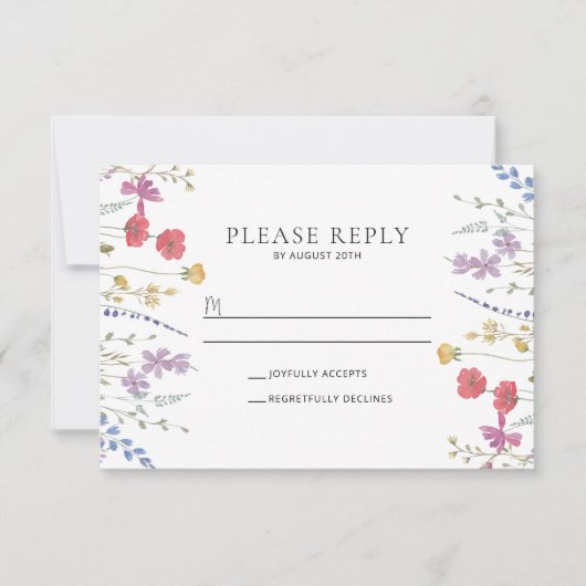 Boho Wildflower Bruiloft RSVP Briefkaart (Voorkant)