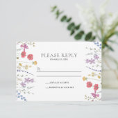 Boho Wildflower Bruiloft RSVP Briefkaart (Staand voorkant)
