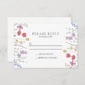 Boho Wildflower Bruiloft RSVP Briefkaart (Voorkant / Achterkant)