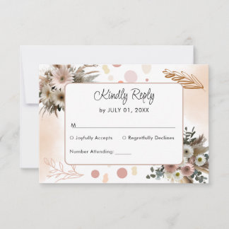 Boho Wildflower Bruiloft RSVP Kaart