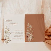 Boho Wildflower bruiloft uitnodigen | Moderne bloe Kaart